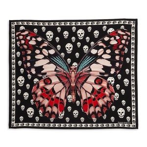 Alexander McQueen Silk Scarf Giant Butterfly & Sculls Italy